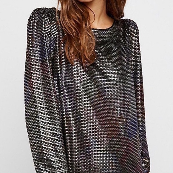 Free People Diamonds are Forever Shimmering Dress - Black and Silver OB667962 - Picture 5 of 7